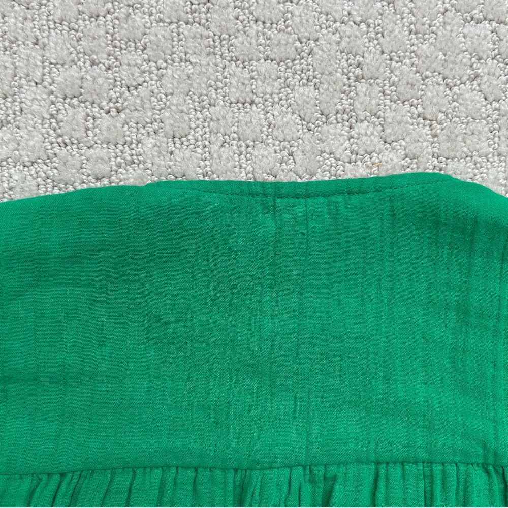 Me + Em Dress 12 Maxi Cheesecloth Cut Out Pockets Tiered Sleeveless Ruffle Green - Picture 15 of 15